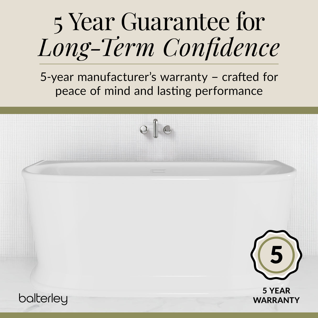 Contemporary Back To Wall Freestanding Bath from Balterley - Multiple Sizes Available