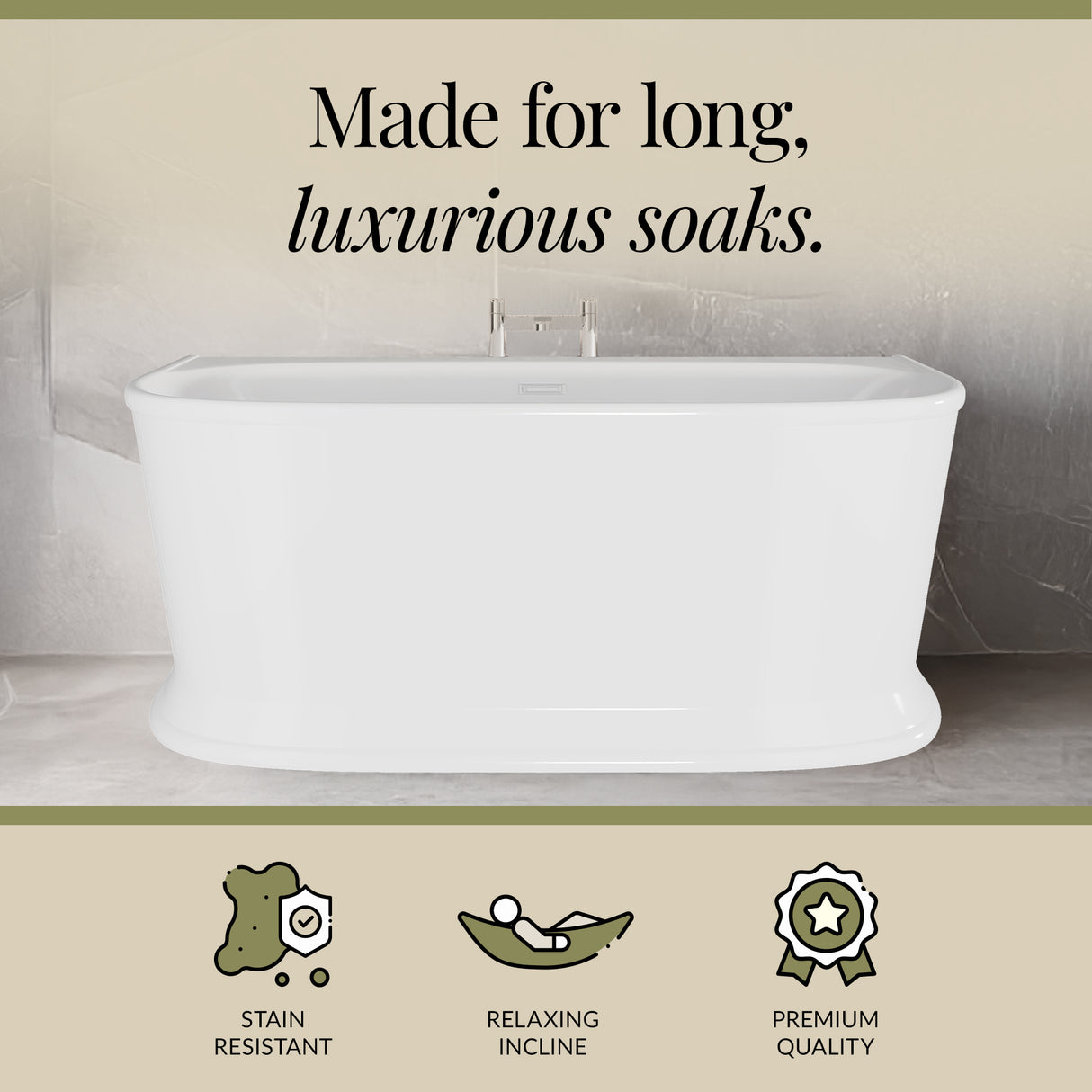 Contemporary Back To Wall Freestanding Bath from Balterley - Multiple Sizes Available