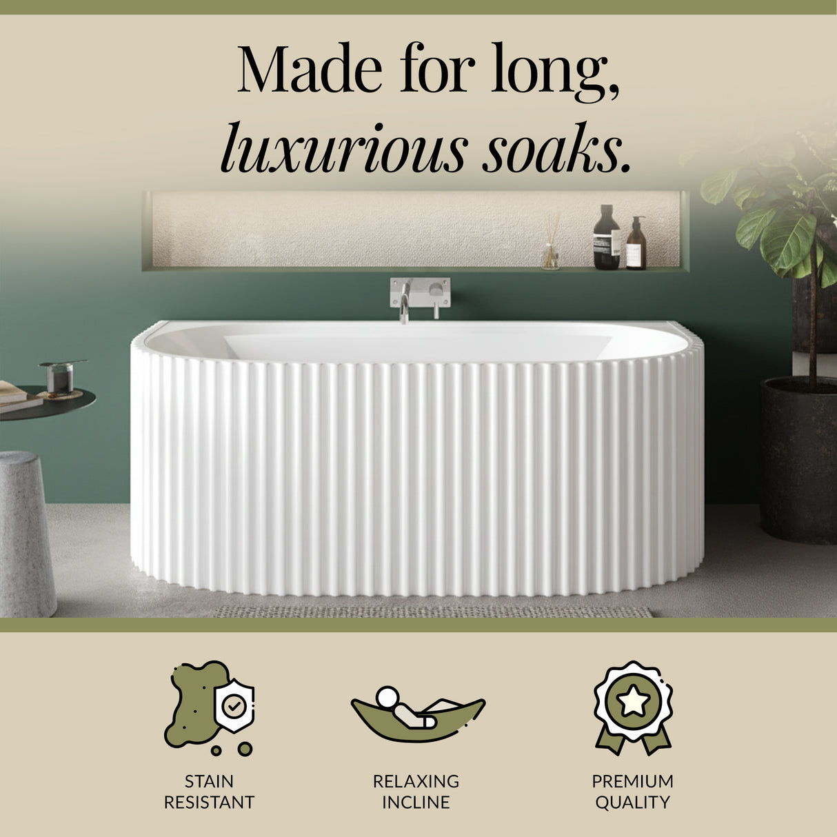 Contemporary Back To Wall Freestanding Bath with Ribbing from Balterley - Multiple Sizes Available