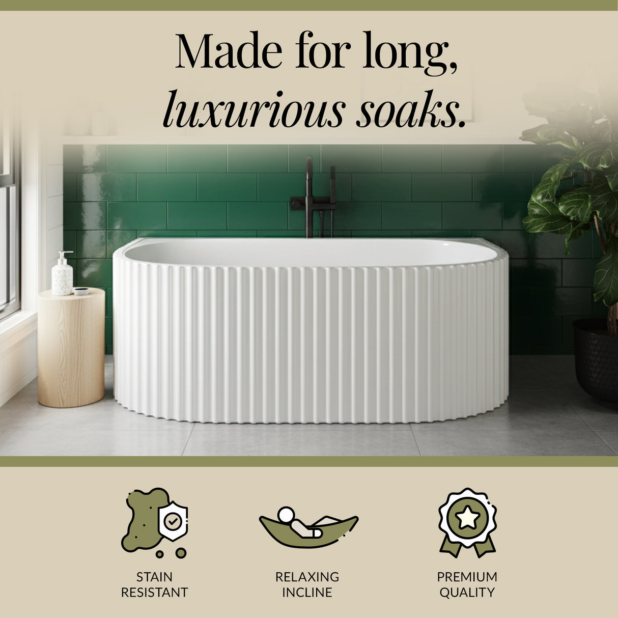 Contemporary Back To Wall Freestanding Bath with Ribbing from Balterley - Multiple Sizes Available