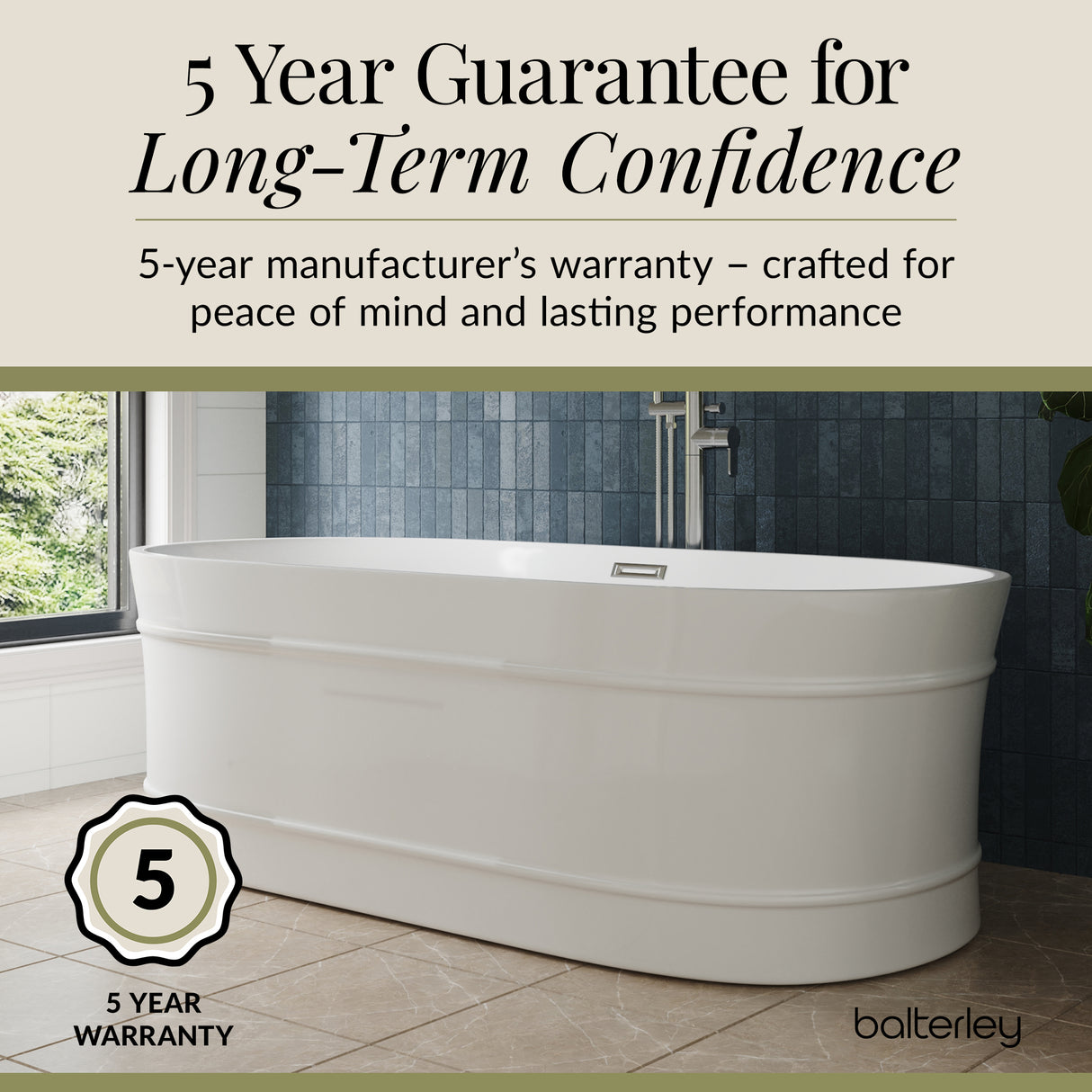 Elegant Oval Freestanding Bath with Layered Rim Design from Balterley - Multiple Sizes Available