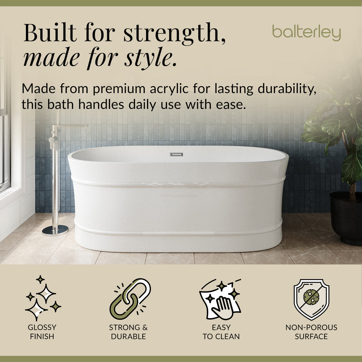 Elegant Oval Freestanding Bath with Layered Rim Design from Balterley - Multiple Sizes Available