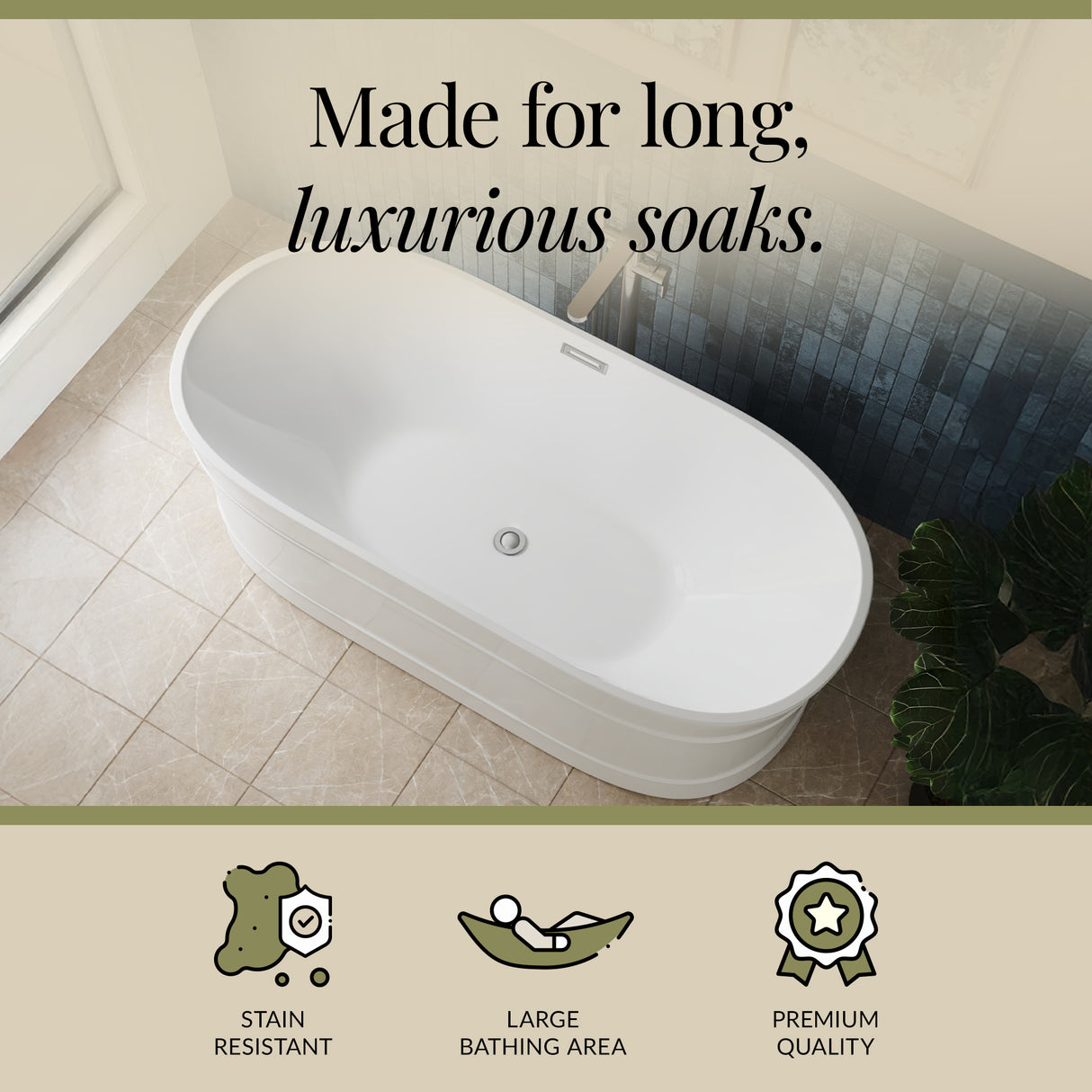 Elegant Oval Freestanding Bath with Layered Rim Design from Balterley - Multiple Sizes Available