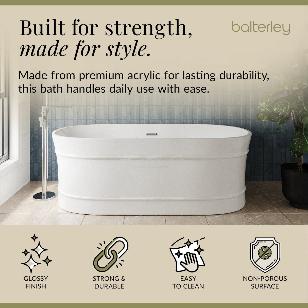 Elegant Oval Freestanding Bath with Layered Rim Design from Balterley - Multiple Sizes Available
