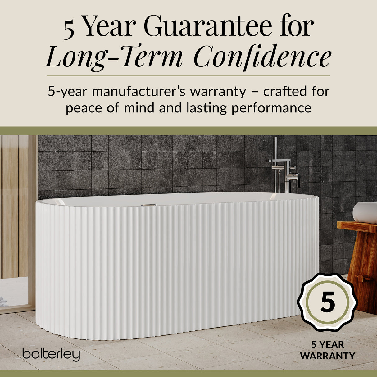 Contemporary Curved Freestanding Bath from Balterley - Modern Ribbed Design in Multiple Sizes