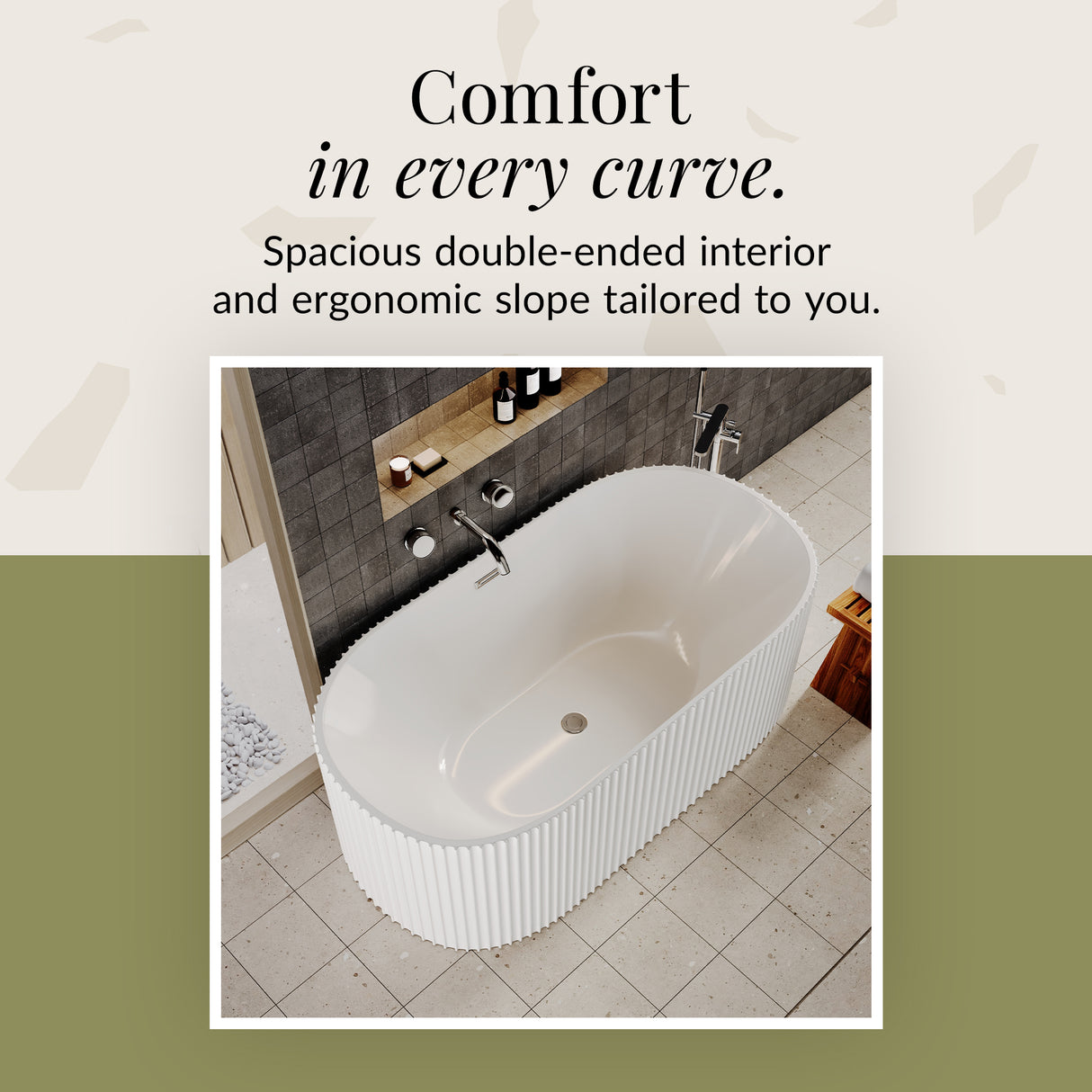 Contemporary Curved Freestanding Bath from Balterley - Modern Ribbed Design in Multiple Sizes