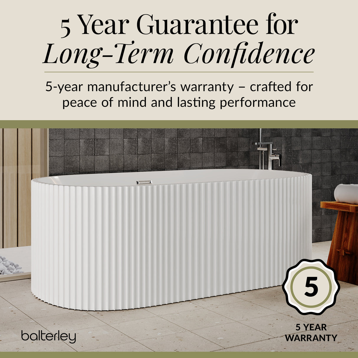 Contemporary Curved Freestanding Bath from Balterley - Modern Ribbed Design in Multiple Sizes