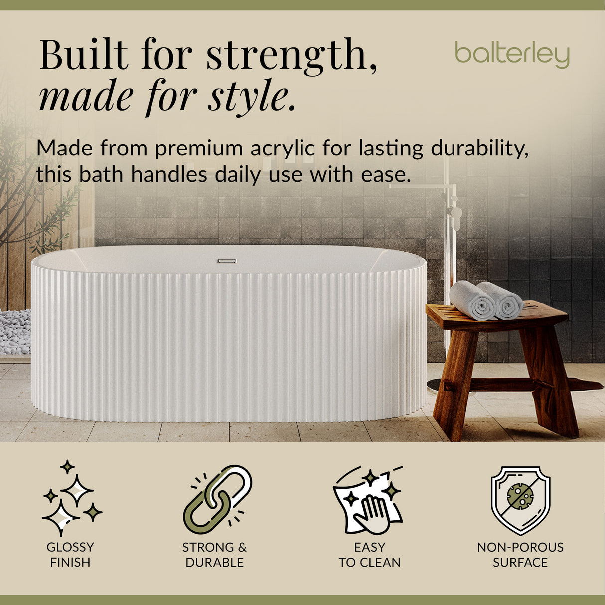 Contemporary Curved Freestanding Bath from Balterley - Modern Ribbed Design in Multiple Sizes