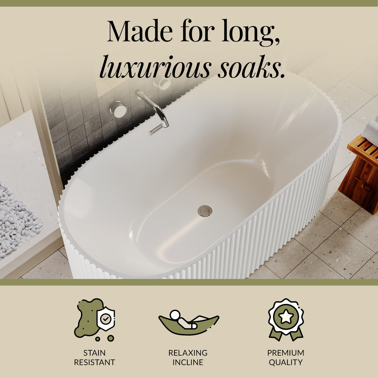 Contemporary Curved Freestanding Bath from Balterley - Modern Ribbed Design in Multiple Sizes