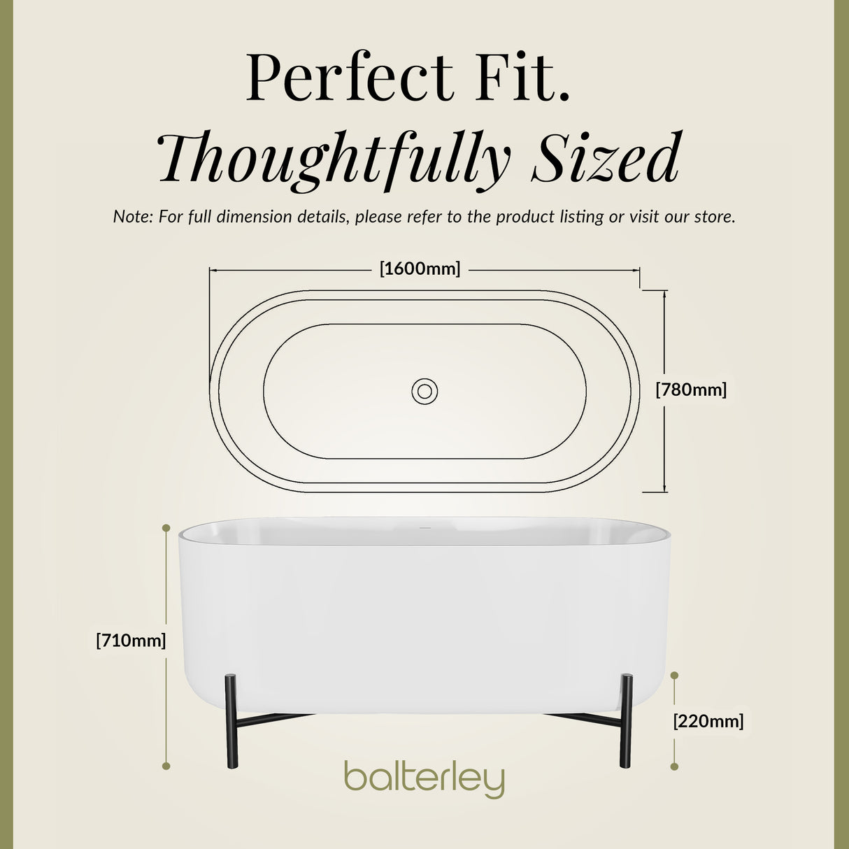 Contemporary Oval Freestanding Bath & Stand from Balterley - Multiple Sizes