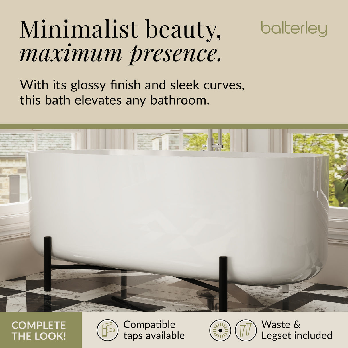 Contemporary Oval Freestanding Bath & Stand from Balterley - Multiple Sizes