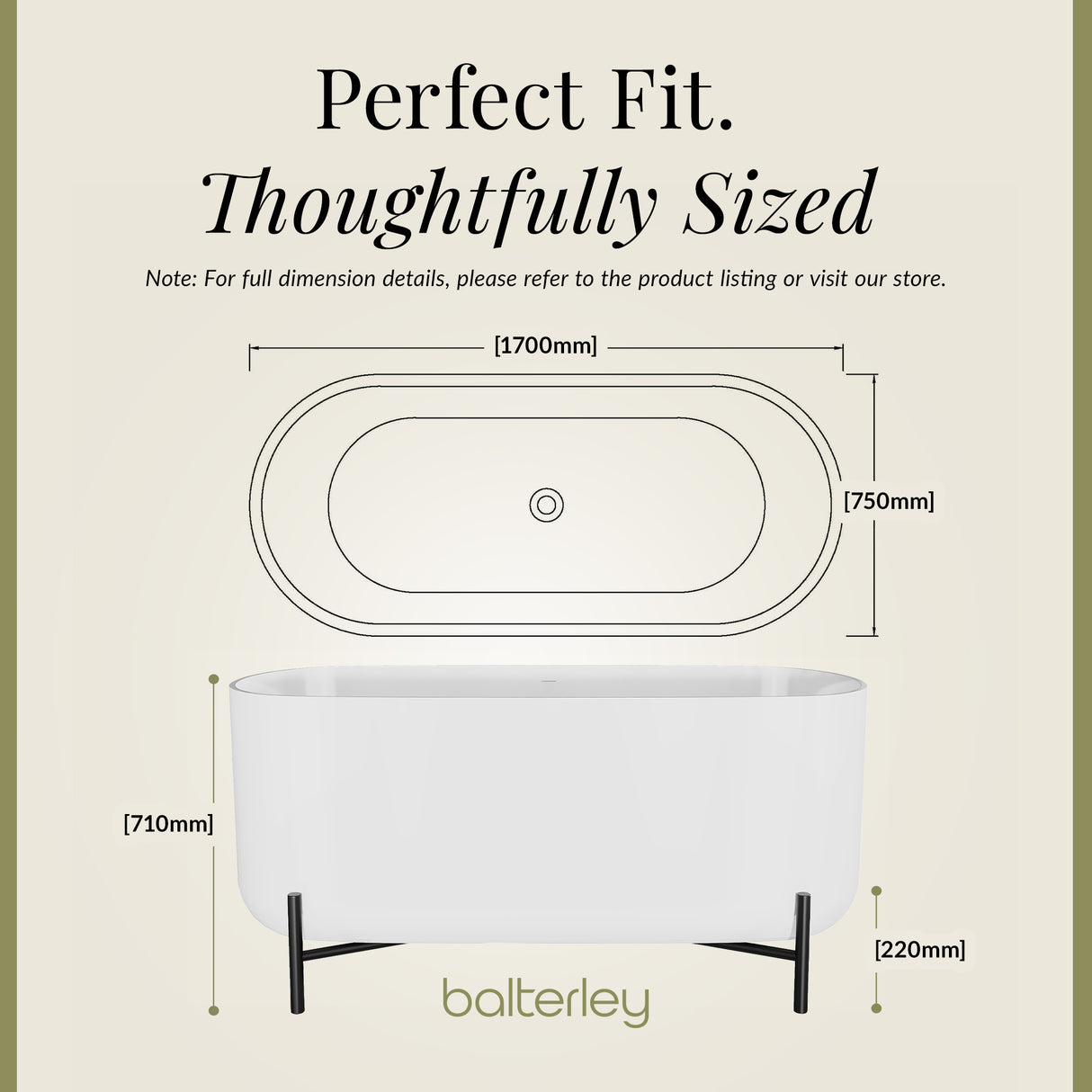 Contemporary Oval Freestanding Bath & Stand from Balterley - Multiple Sizes