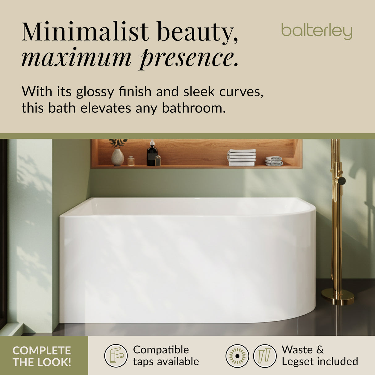 Contemporary Corner Freestanding Bath from Balterley, Left or Right Hand - Multiple Sizes Available
