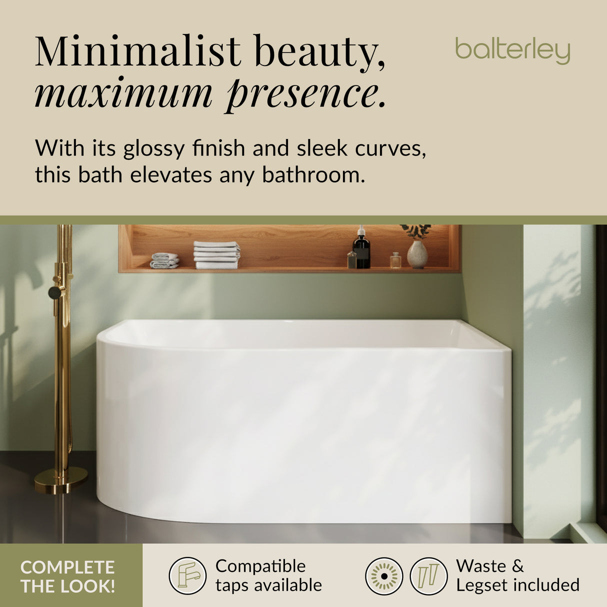 Contemporary Corner Freestanding Bath from Balterley, Left or Right Hand - Multiple Sizes Available