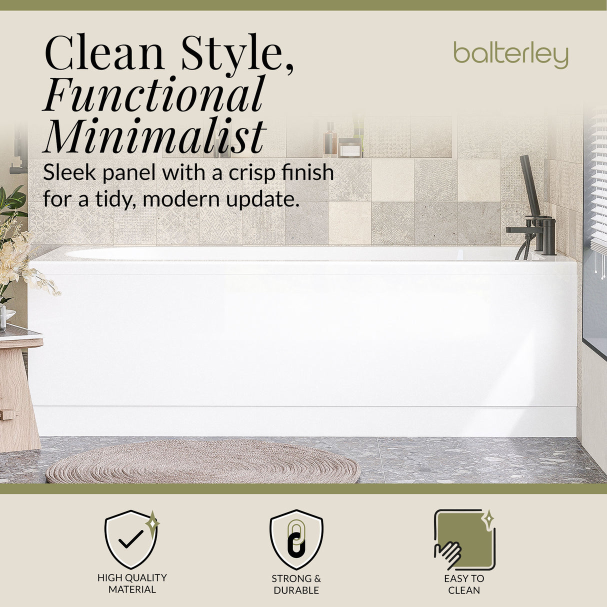 Gloss White MDF Bath Front Panel with Plinth - Choice of Size