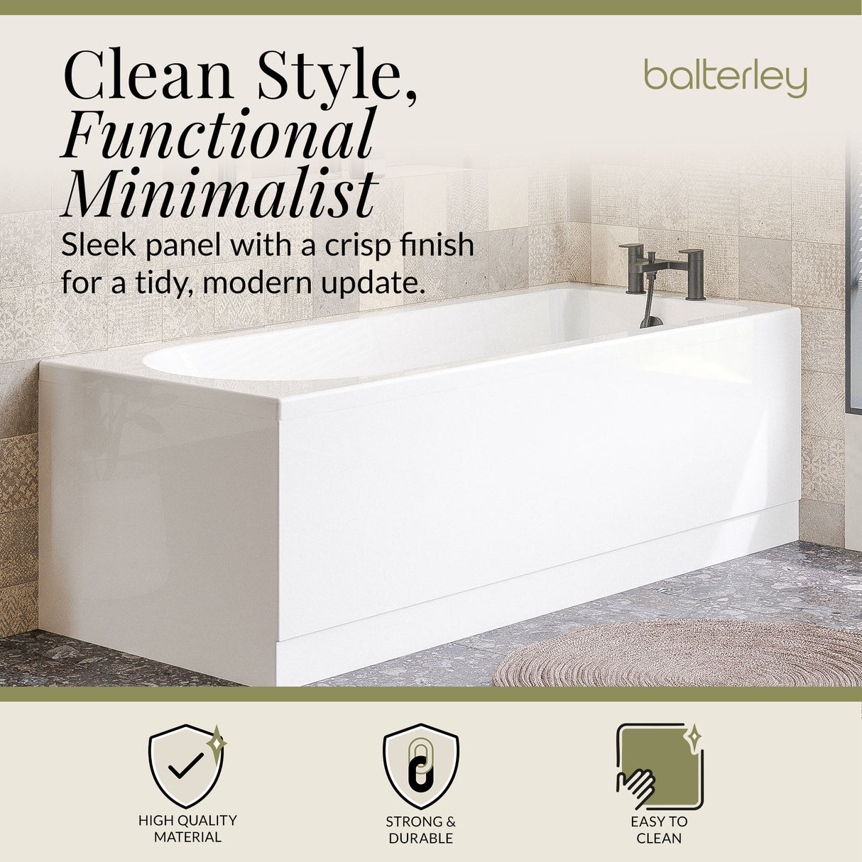 Gloss White MDF Bath Front Panel with Plinth - Choice of Size