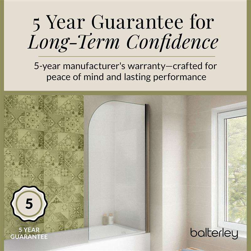 6mm Toughened Safety Glass Round Bath Screen - 1430 x 790mm