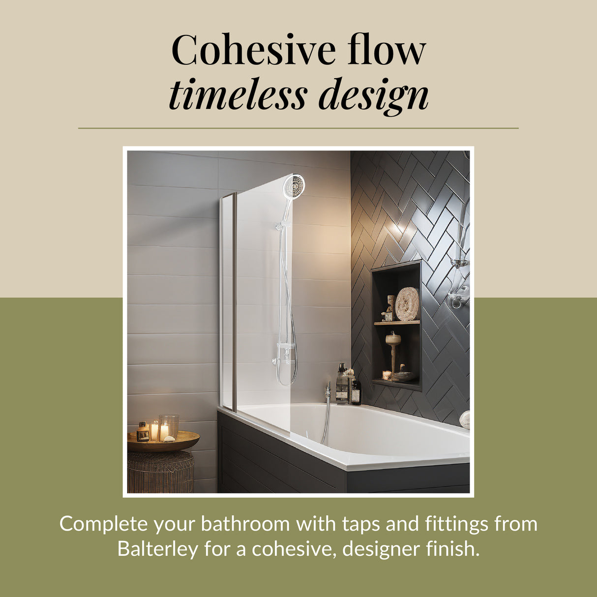 Modern Square Bath Shower Screen - Choice of Style and Finish