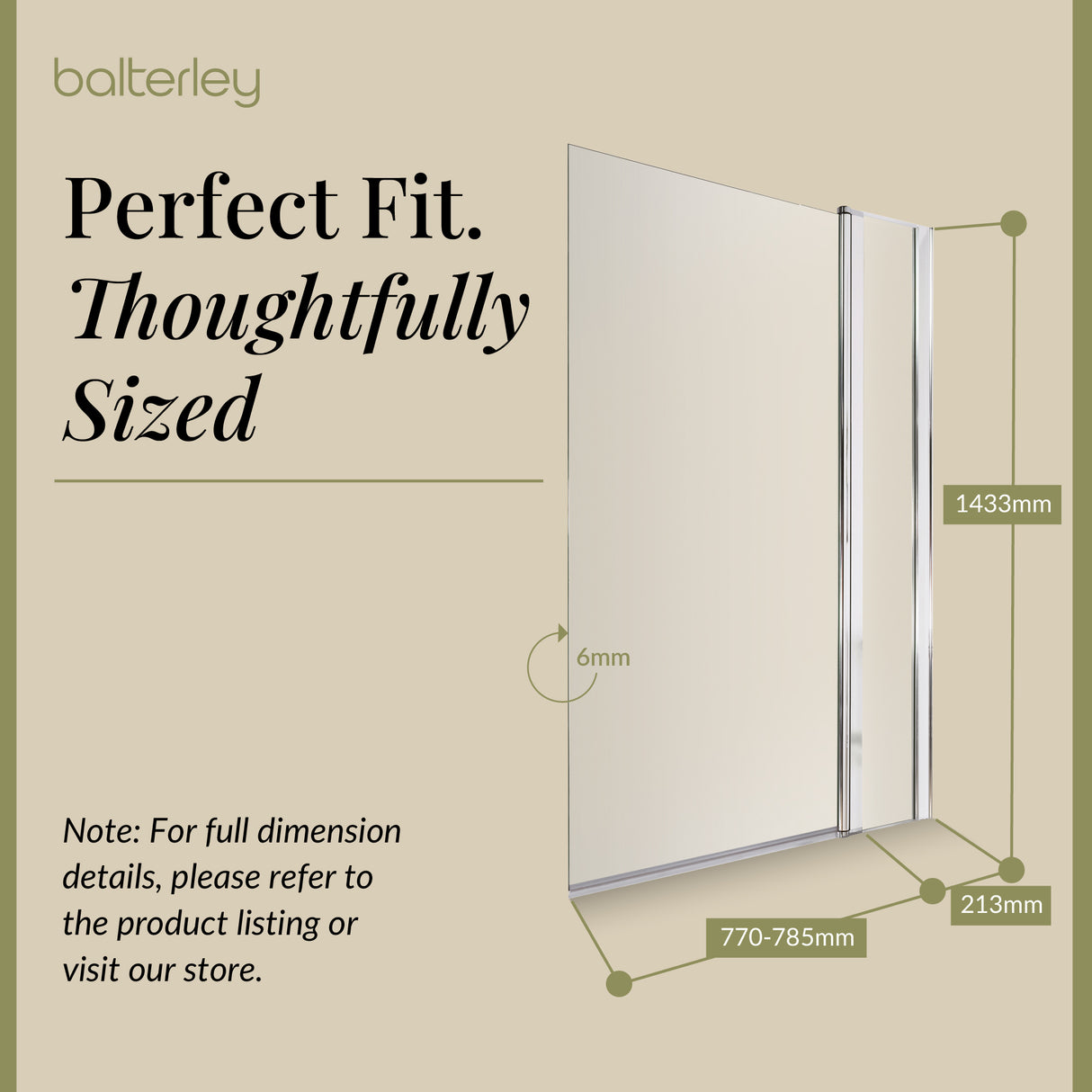 Modern Square Bath Shower Screen - Choice of Style and Finish