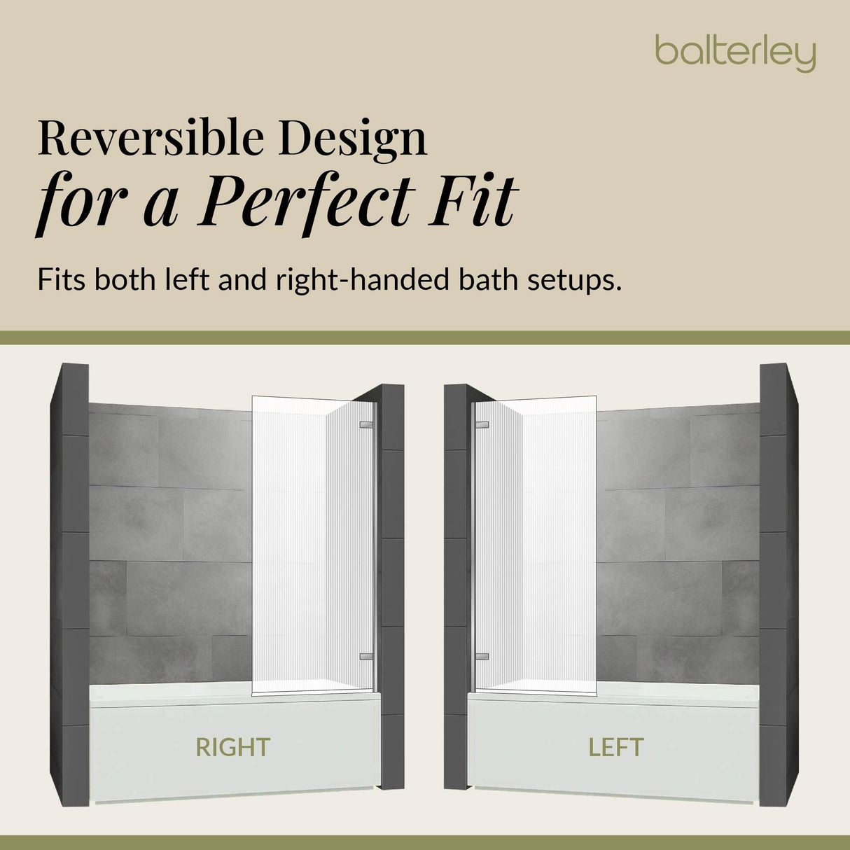 Contemporary 8mm Toughened Safety Glass Square Hinged Fluted Bath Screen - 1520 x 830 x 24mm - Choice of Colour