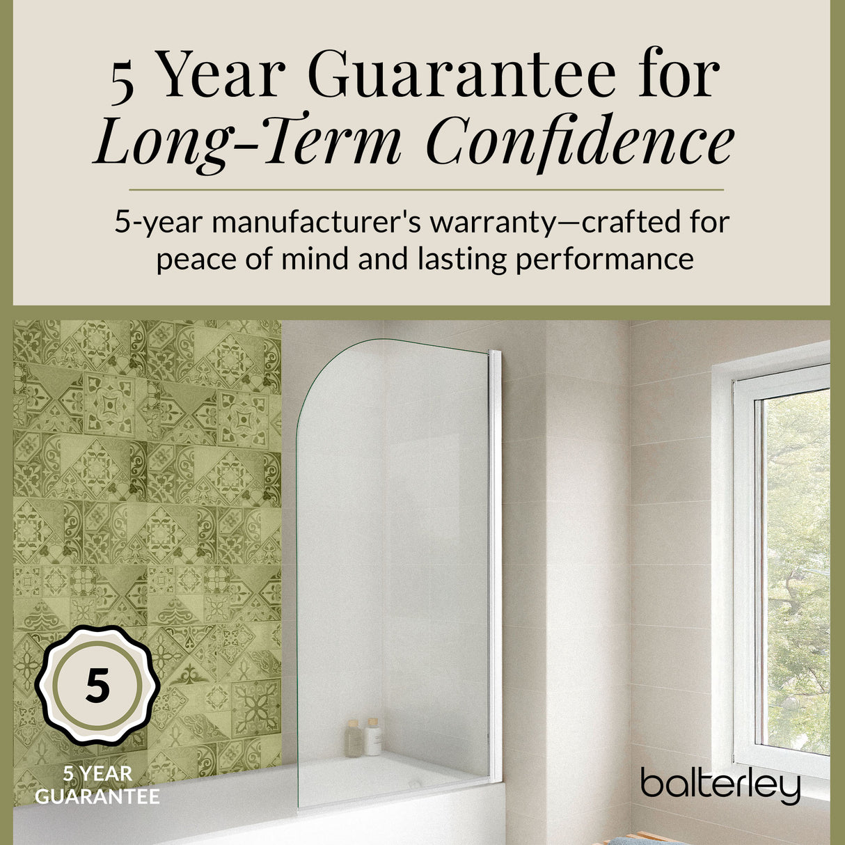 6mm Toughened Safety Glass Round Bath Screen - 1430 x 790mm