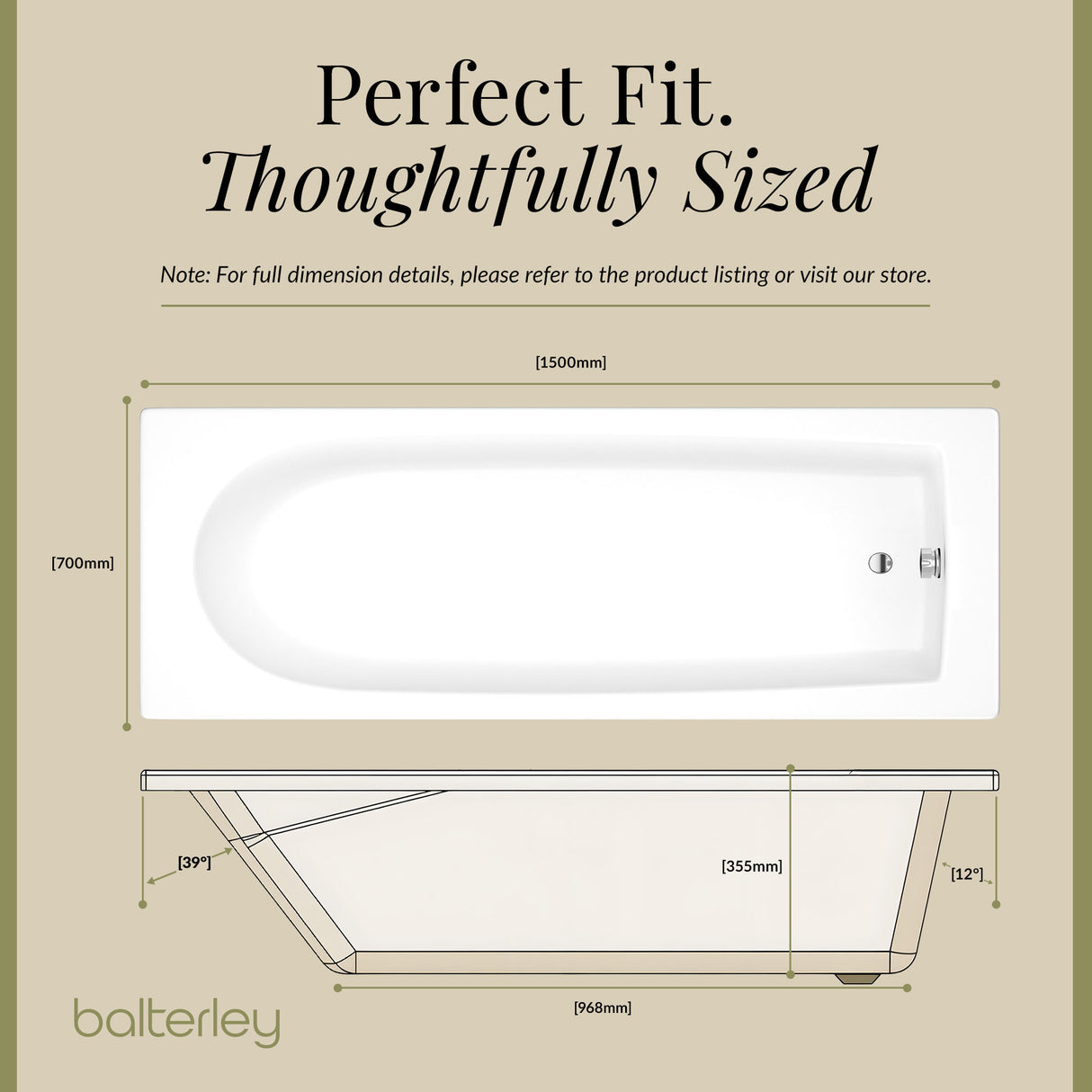 Round Single Ended Bath & Leg Set- Multiple Sizes Available