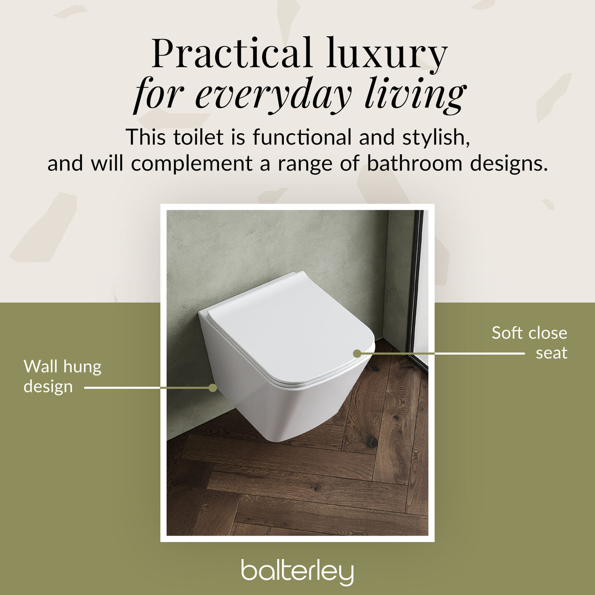 Hilderstone Modern Hung Toilet Pan with Soft Close Sandwich Seat