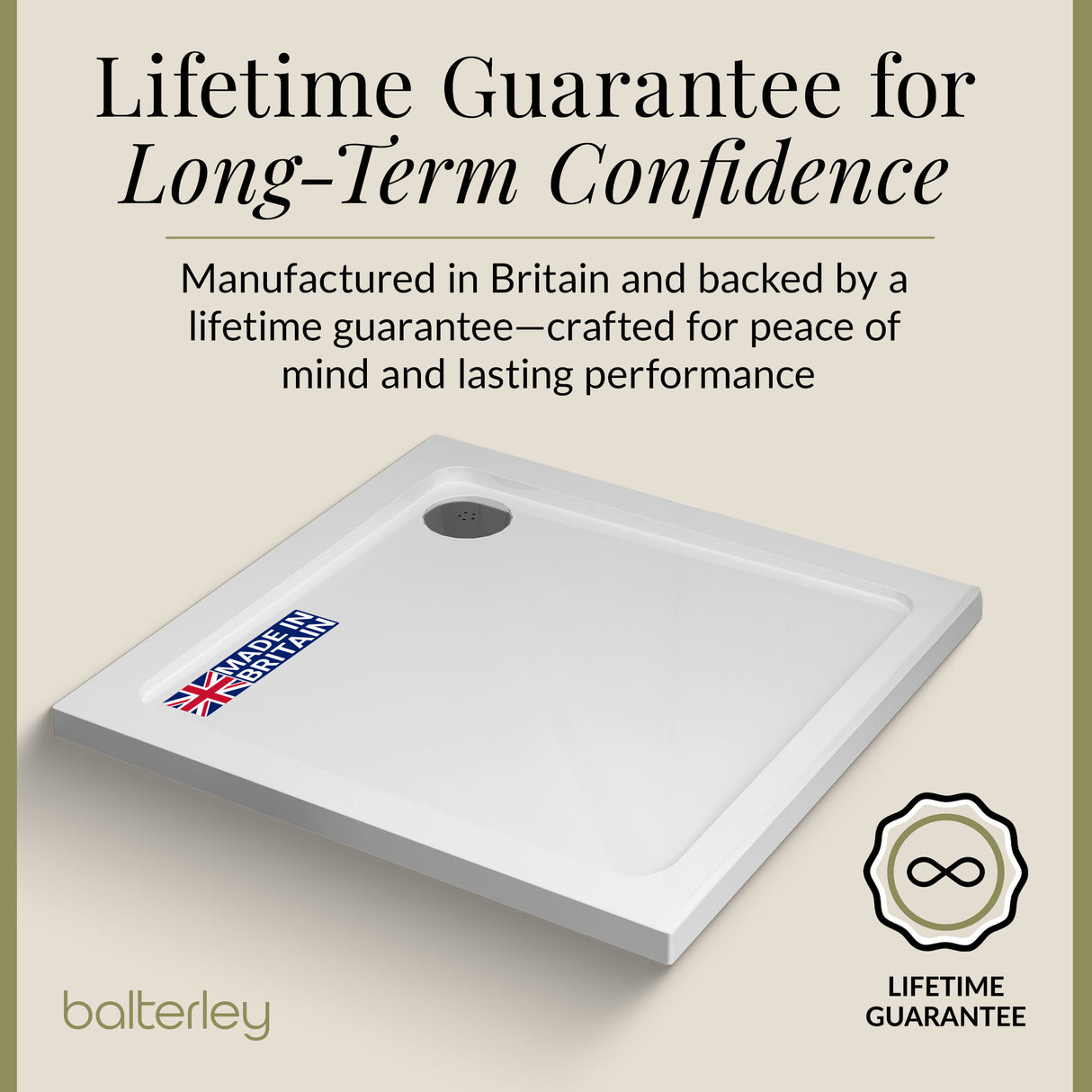 Modern Square Shower Tray, 40mm Profile - Choice of Size and Colour