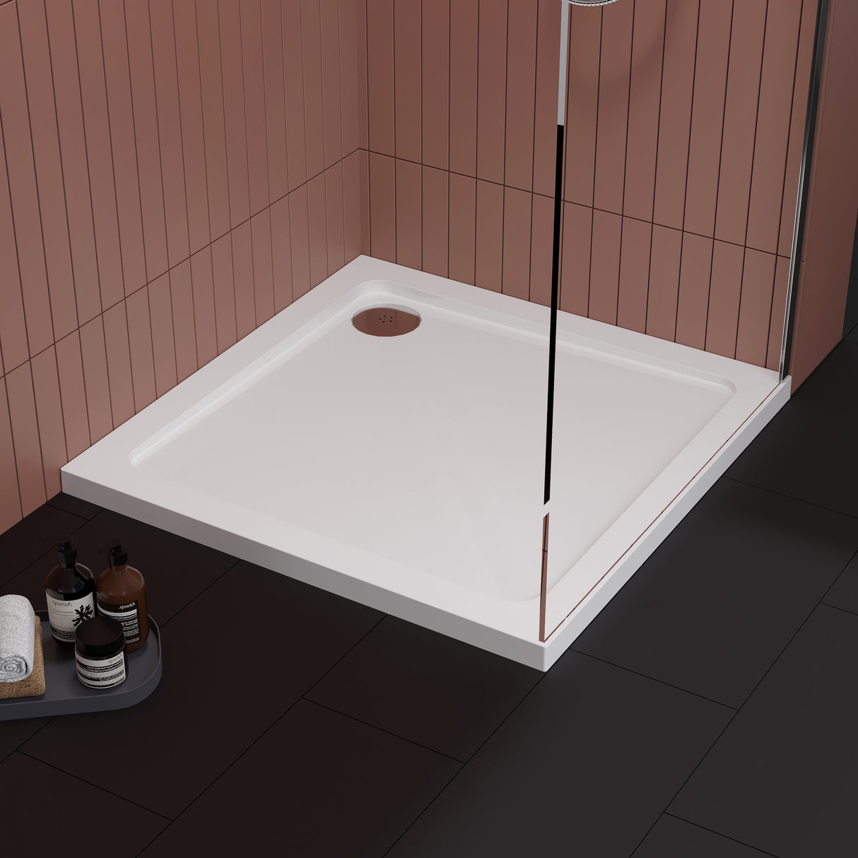 Modern Square Shower Tray, 40mm Profile - Choice of Size and Colour