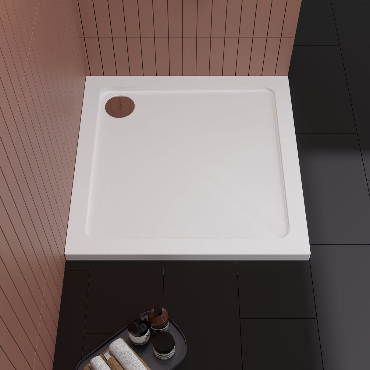 Modern Square Shower Tray, 40mm Profile - Choice of Size and Colour