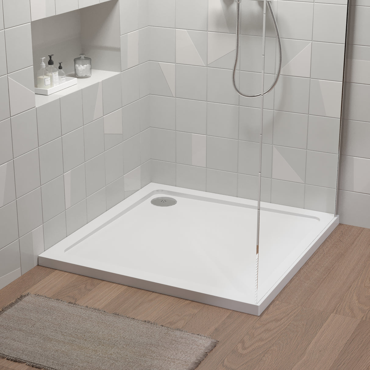 Modern Square Shower Tray, 40mm Profile - Choice of Size and Colour