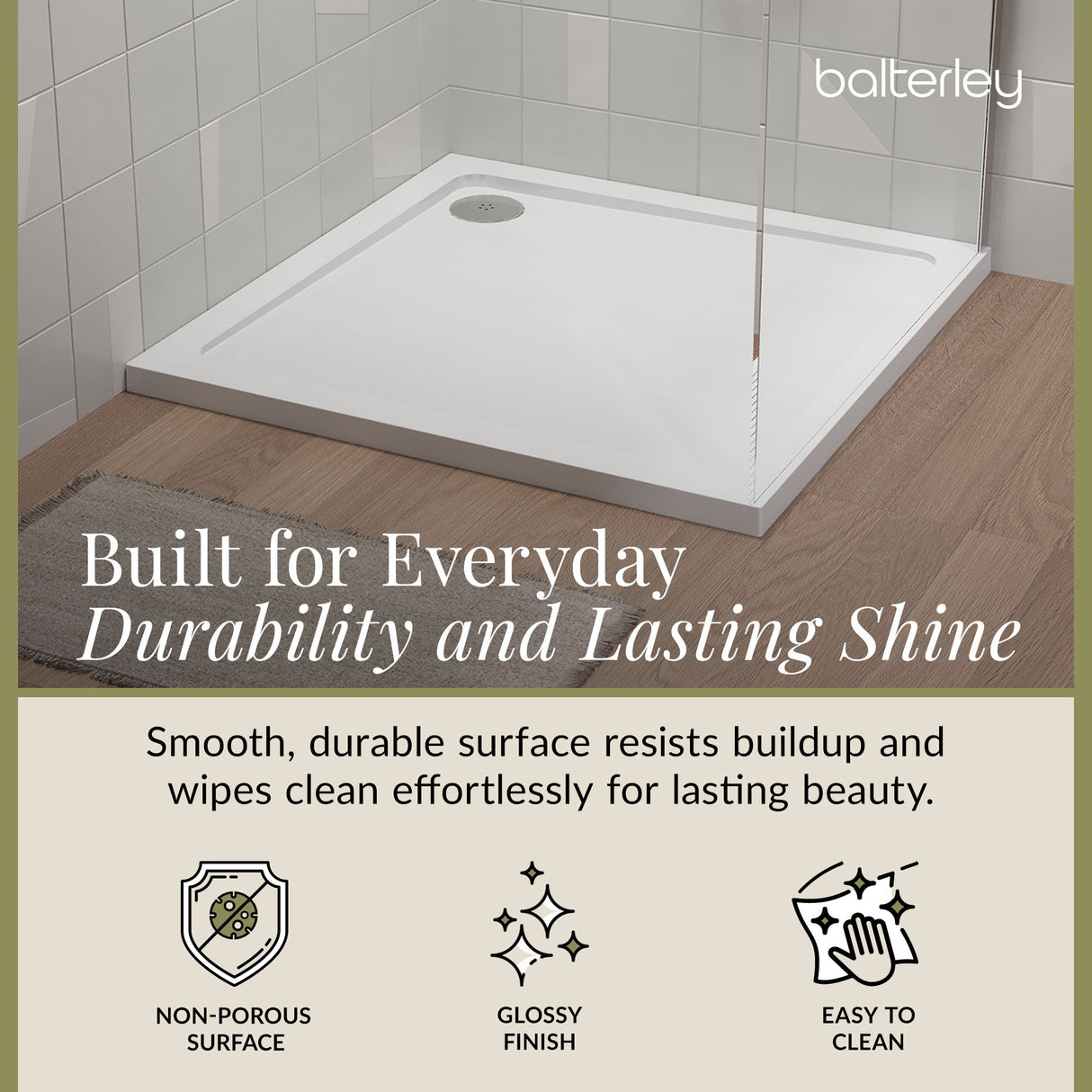 Modern Square Shower Tray, 40mm Profile - Choice of Size and Colour