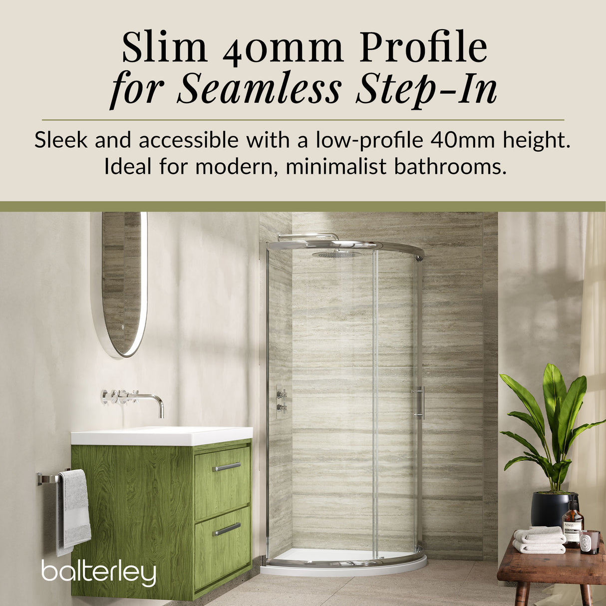 Quadrant Shower Tray, 40mm Profile Design - Choice of Size and Colour