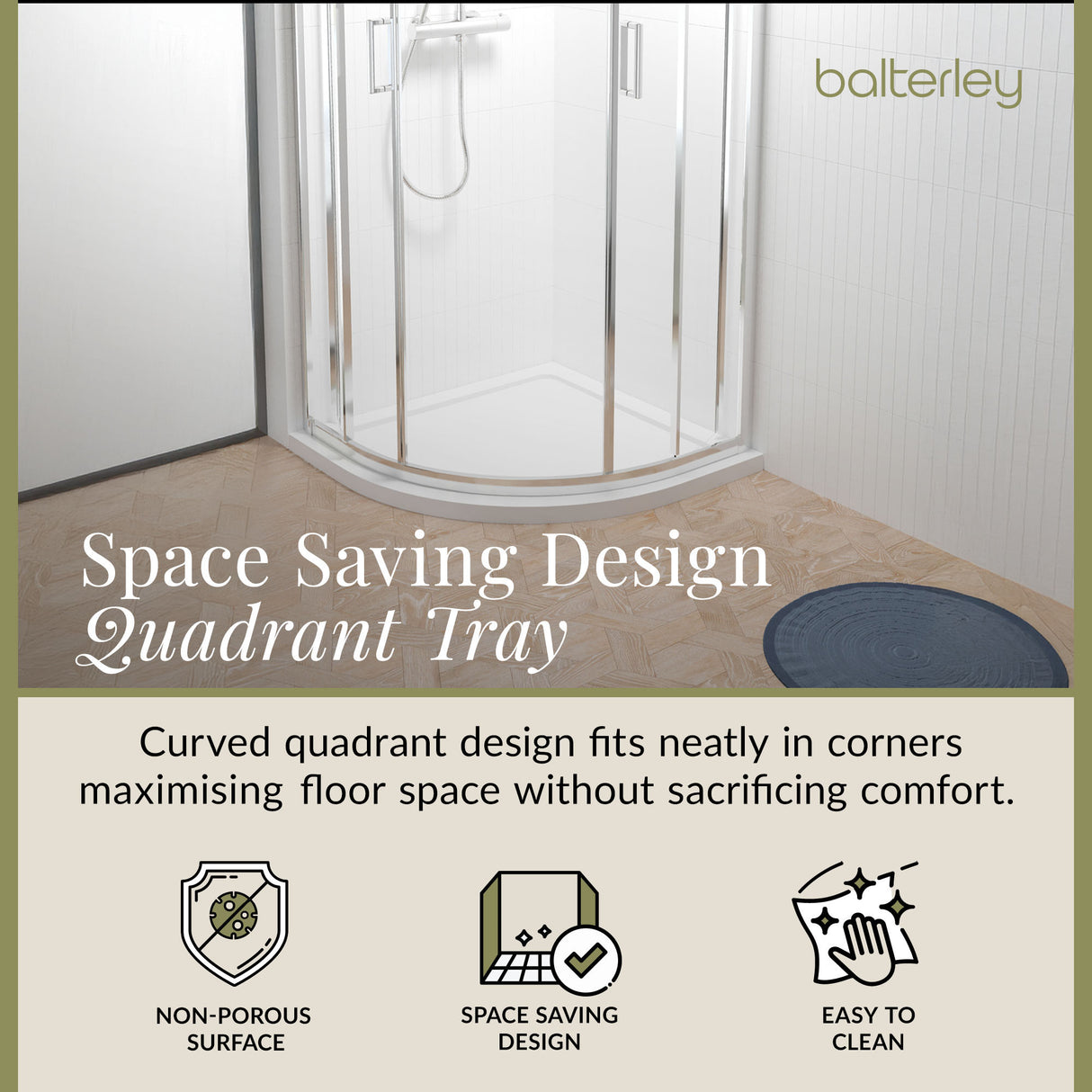 Quadrant Shower Tray, 40mm Profile Design - Choice of Size and Colour