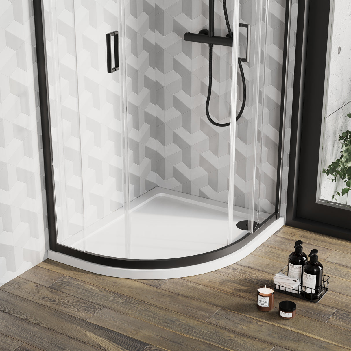 Modern Offset Quadrant Shower Tray - Left or Right Hand - Choice of Size and Finish