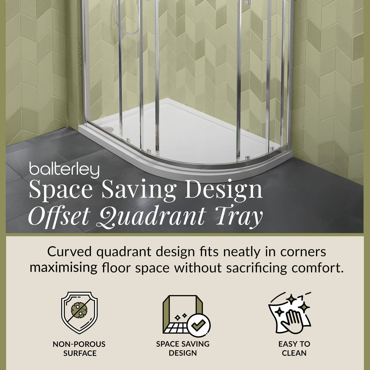 Modern Offset Quadrant Shower Tray - Left or Right Hand - Choice of Size and Finish
