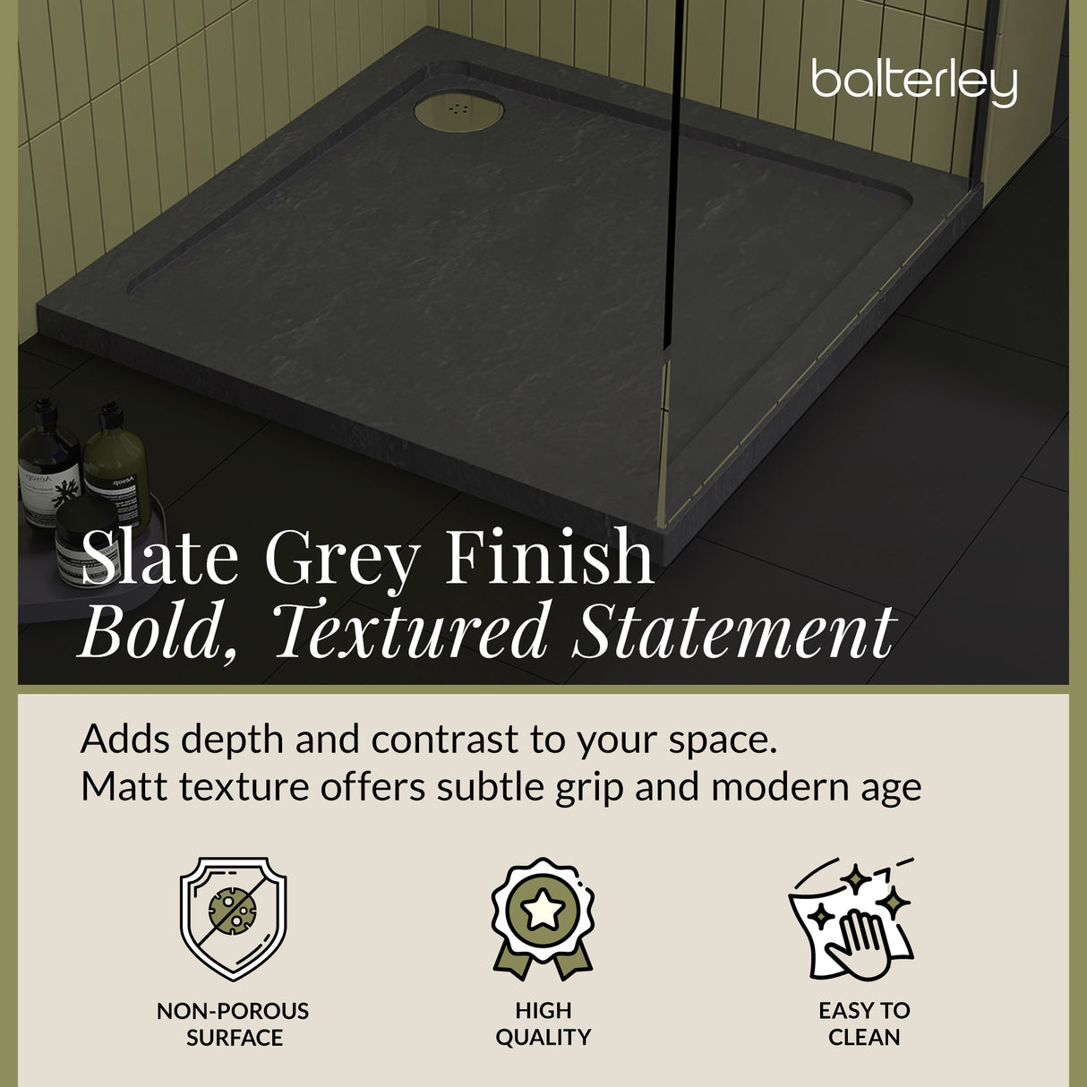 Modern Square Shower Tray, 40mm Profile - Choice of Size and Colour