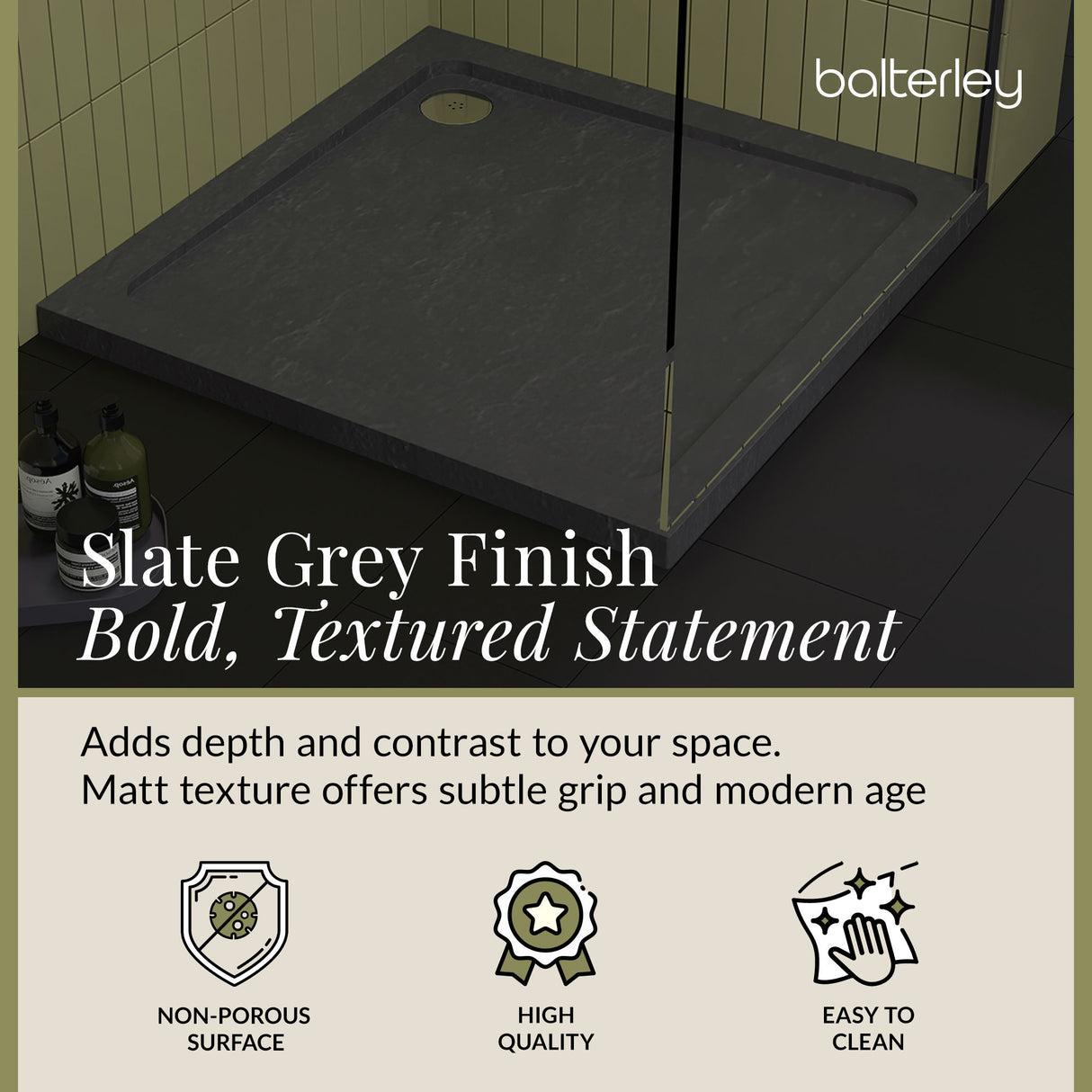 Modern Square Shower Tray, 40mm Profile - Choice of Size and Colour