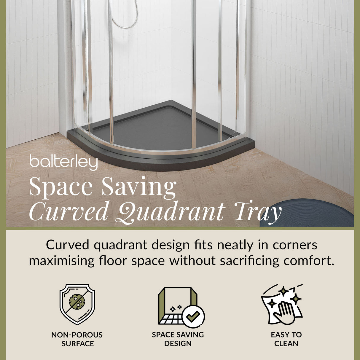 Quadrant Shower Tray, 40mm Profile Design - Choice of Size and Colour