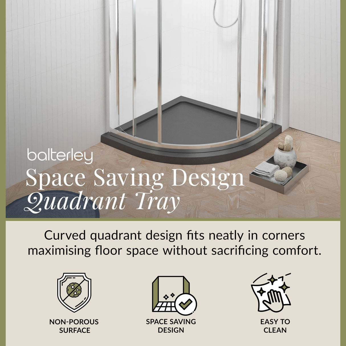 Quadrant Shower Tray, 40mm Profile Design - Choice of Size and Colour