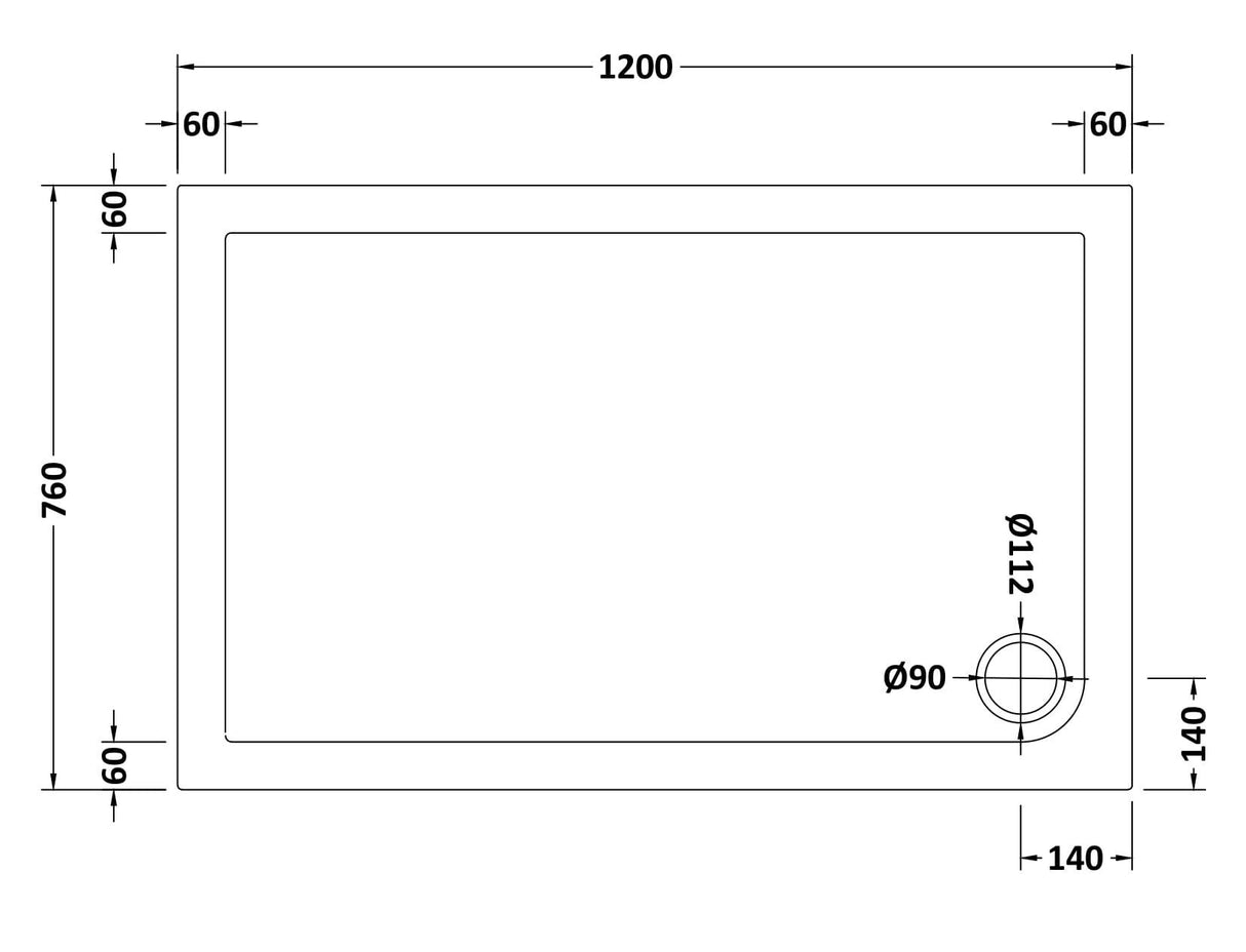 Slip Resistant Slimline Rectangular Shower Tray - Choice of Size