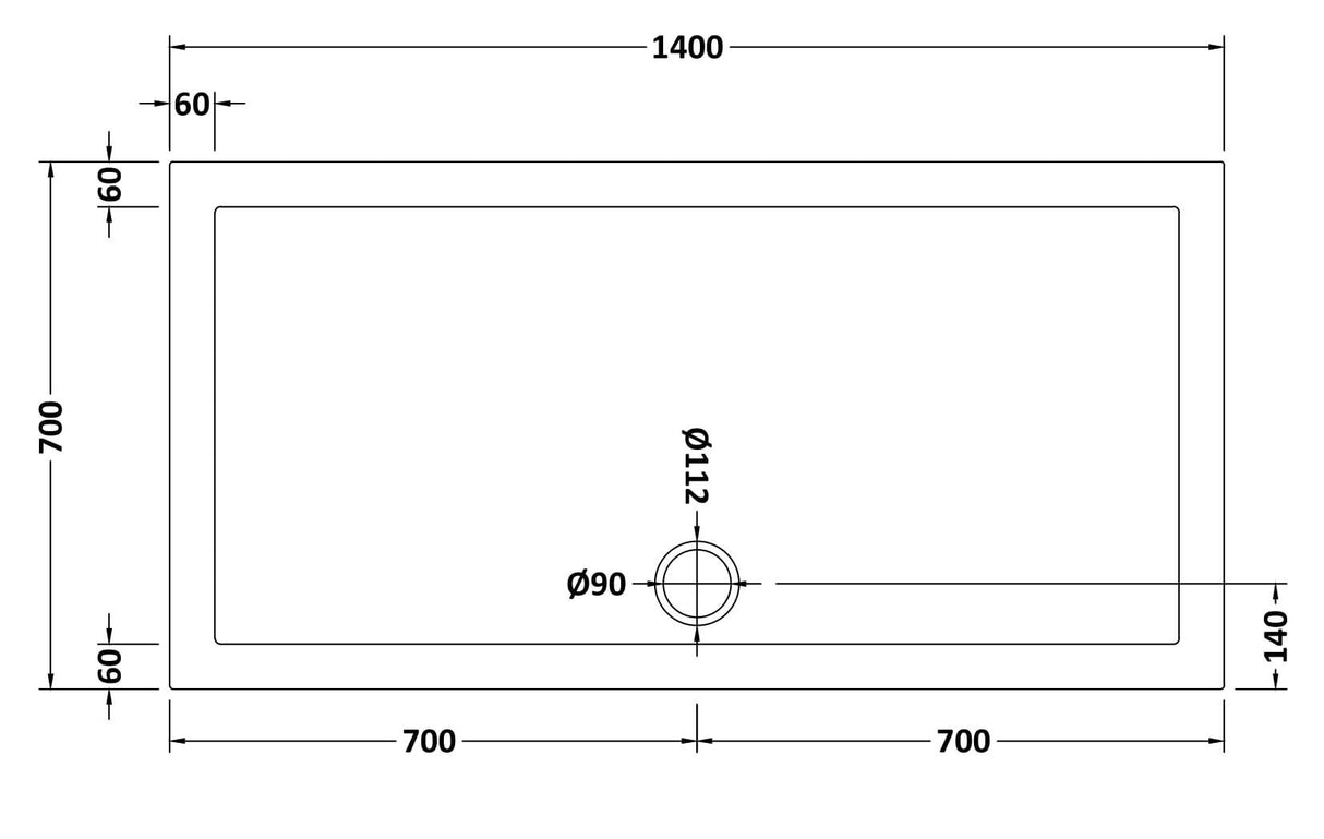 Slip Resistant Slimline Rectangular Shower Tray - Choice of Size
