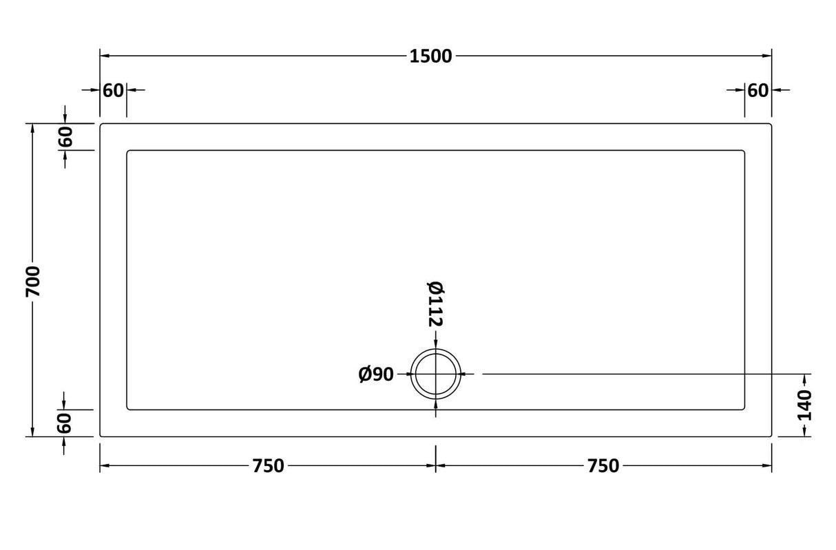 Slip Resistant Slimline Rectangular Shower Tray - Choice of Size
