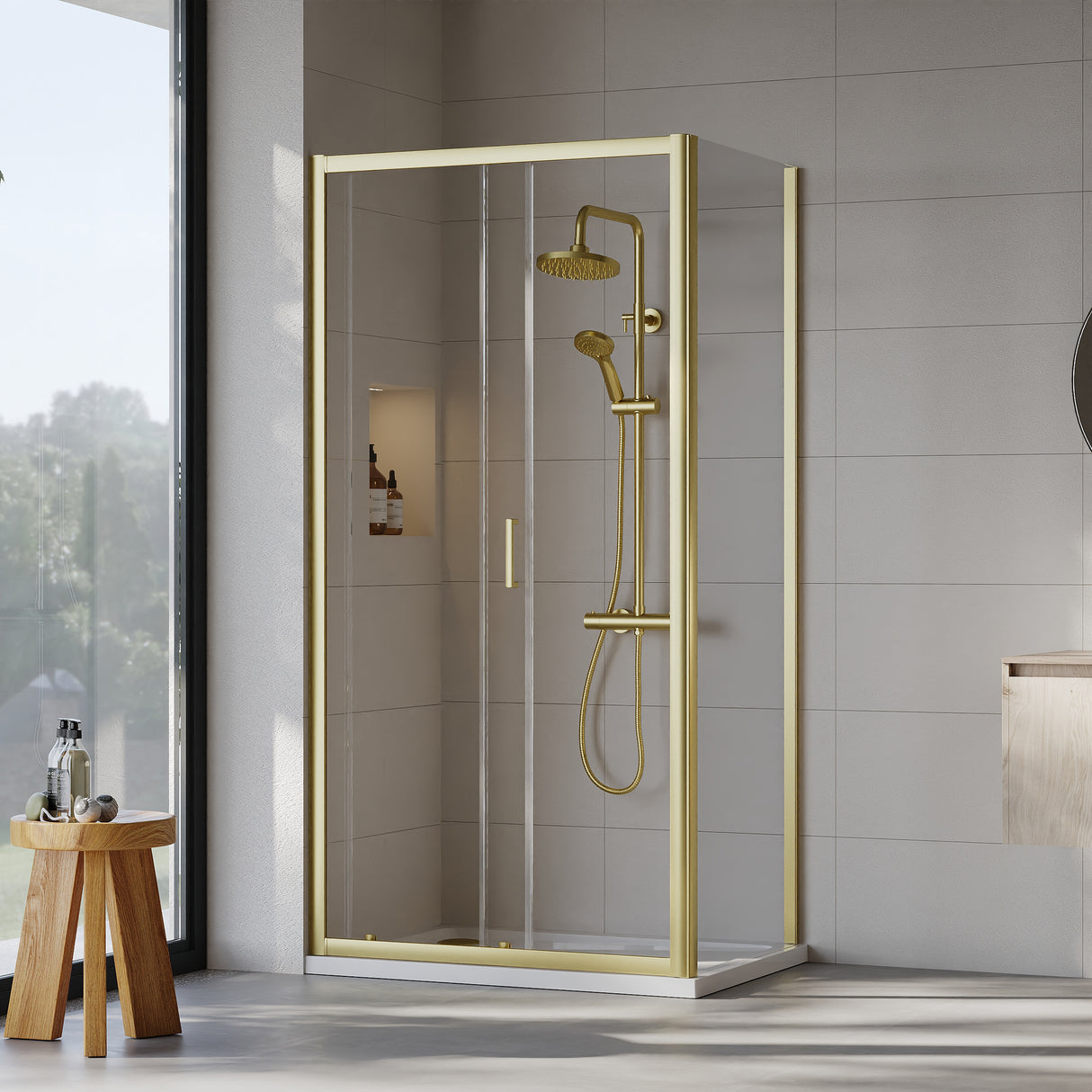 Sliding Shower Door, Side Panel and Shower Tray - Choice of Size and Finish