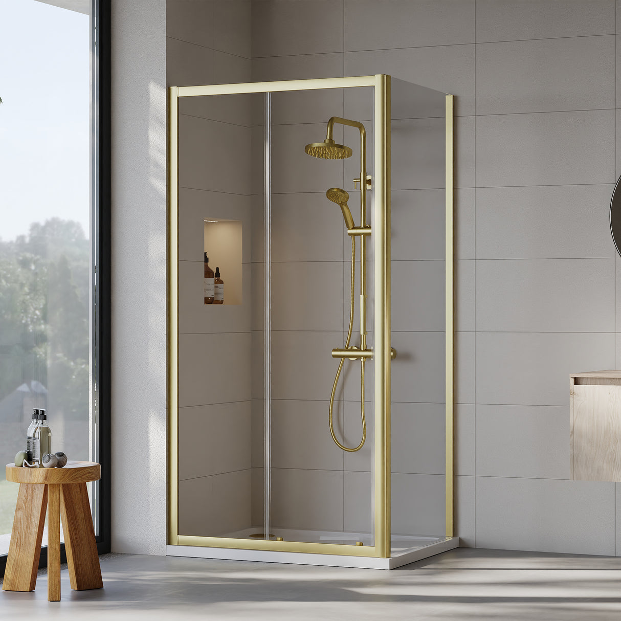 Sliding Shower Door, Side Panel and Shower Tray - Choice of Size and Finish