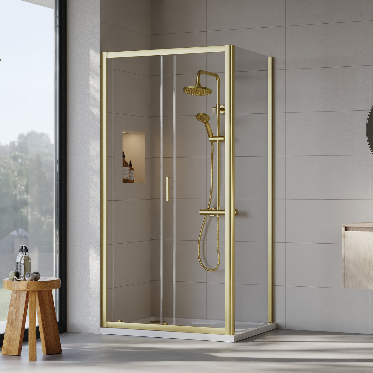 Sliding Shower Door, Side Panel and Shower Tray - Choice of Size and Finish