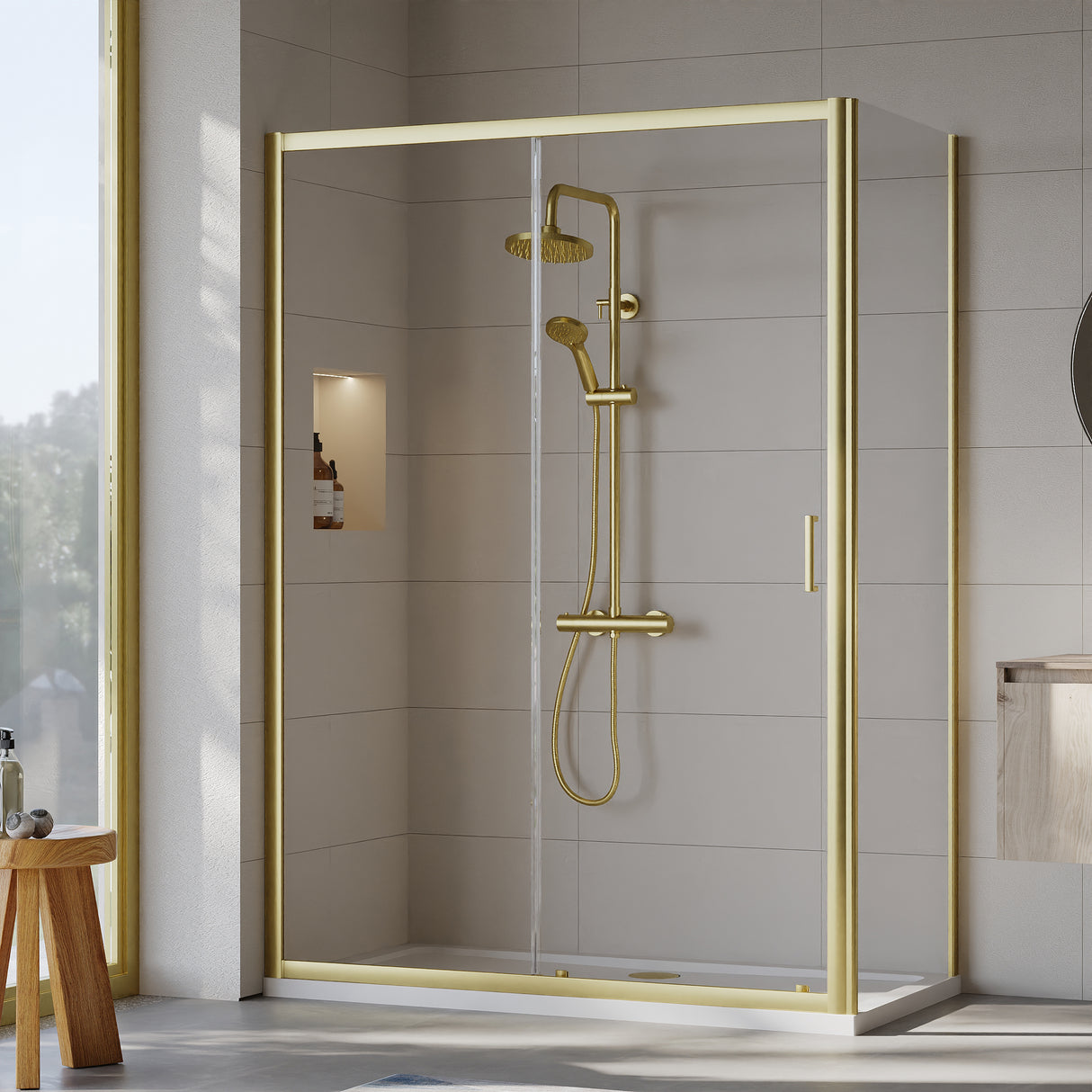 Sliding Shower Door, Side Panel and Shower Tray - Choice of Size and Finish