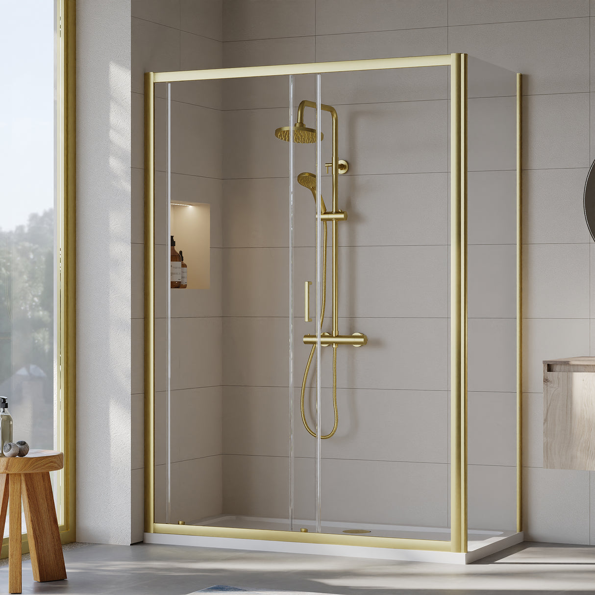 Sliding Shower Door, Side Panel and Shower Tray - Choice of Size and Finish