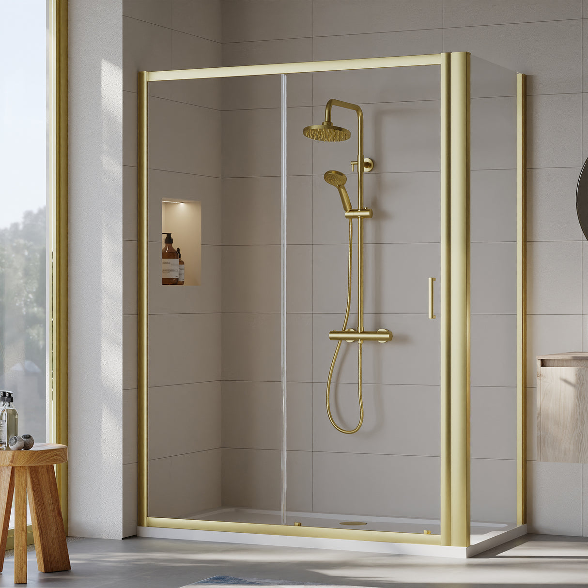 Sliding Shower Door, Side Panel and Shower Tray - Choice of Size and Finish