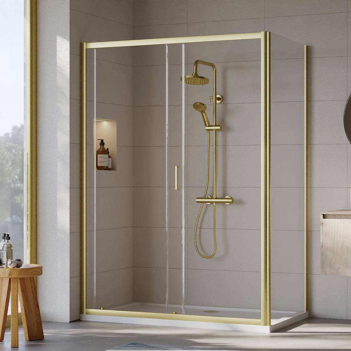 Sliding Shower Door, Side Panel and Shower Tray - Choice of Size and Finish